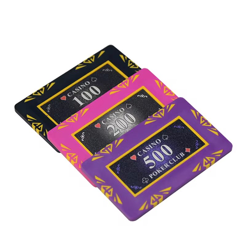 10PCS rectangle Premium Square Clay Chips With Inner Iron Texas Hold'em Poker Chips Entertainment Tokens