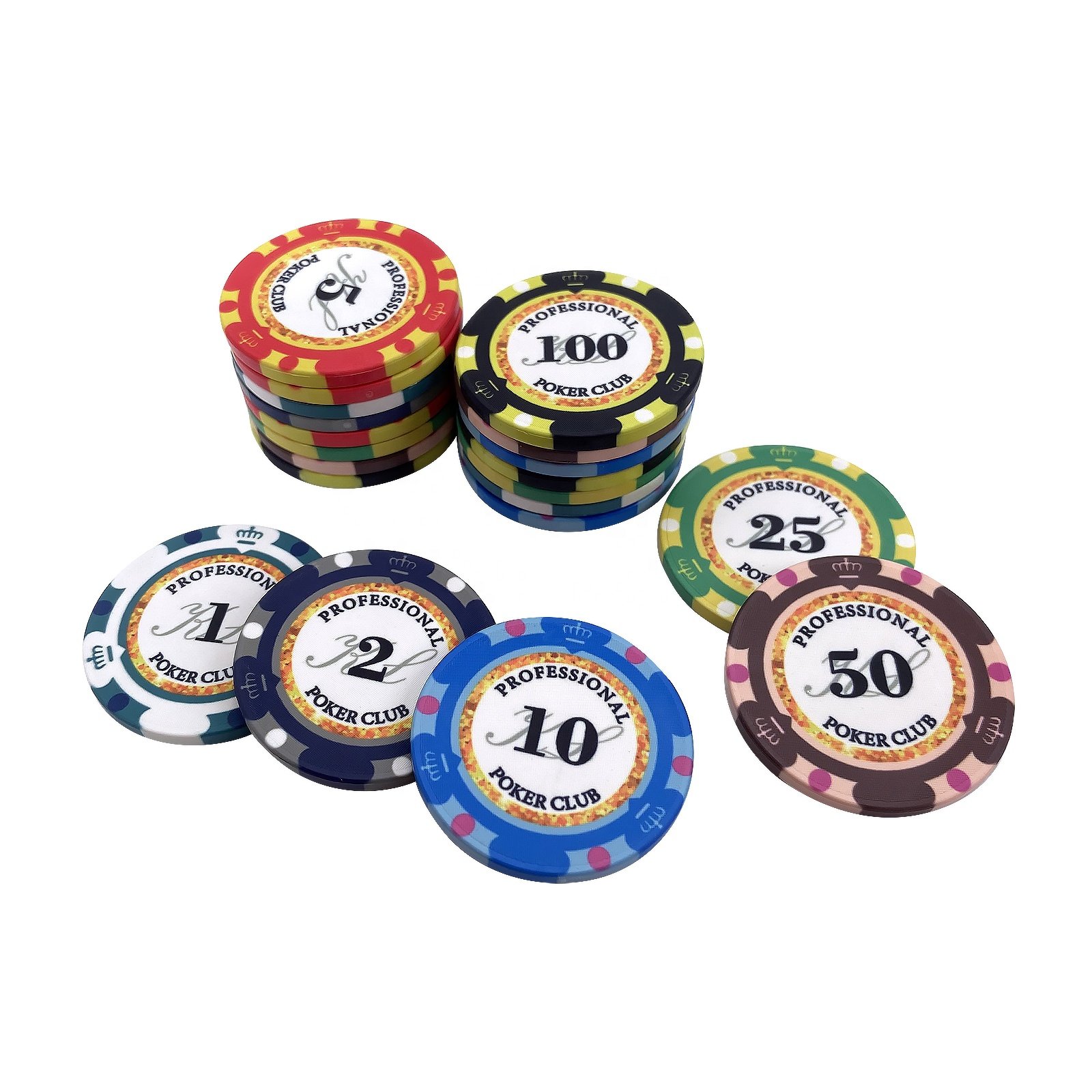 Ceramic poker chips professional custom 39mm*3.5mm and 10g per piece coin ultimate casino royal chips for gambling games