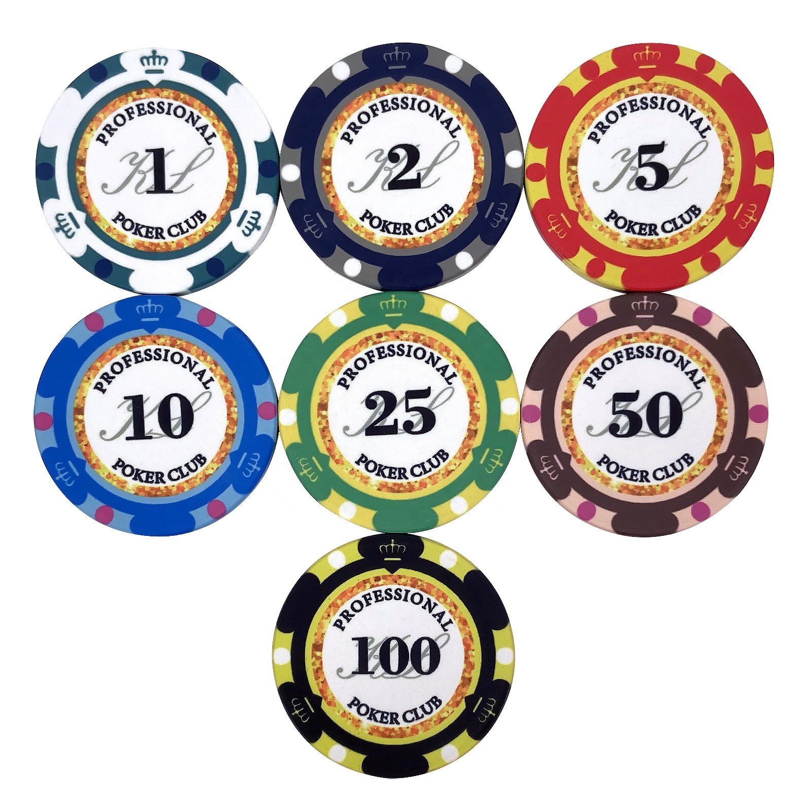 Ceramic poker chips professional custom 39mm*3.5mm and 10g per piece coin ultimate casino royal chips for gambling games