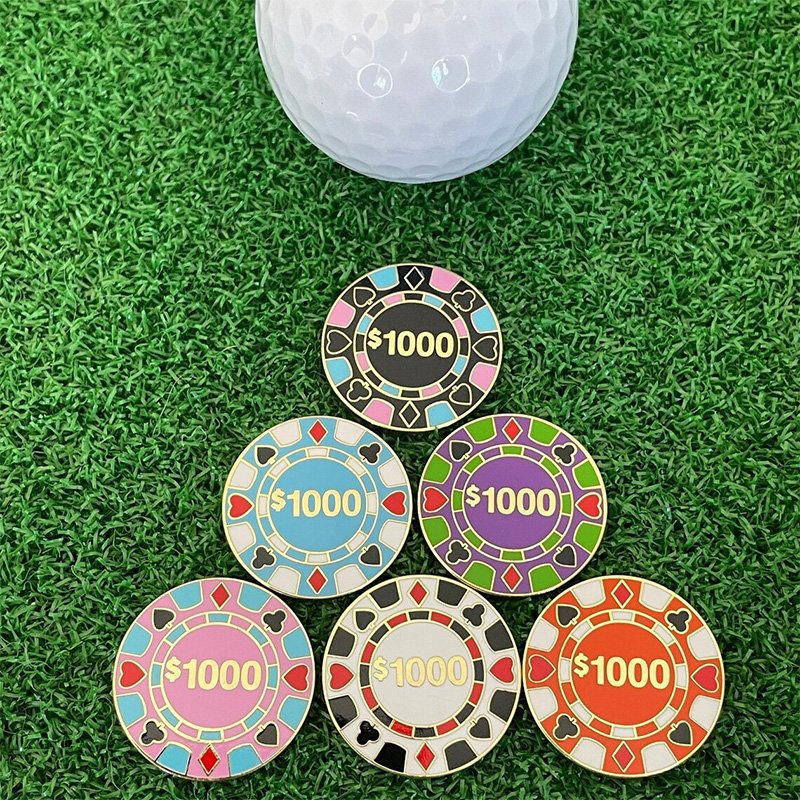 Wholesales Custom Soft Enamel Metal Logo Poker Chip Set Magnetic Golf Ball Markers