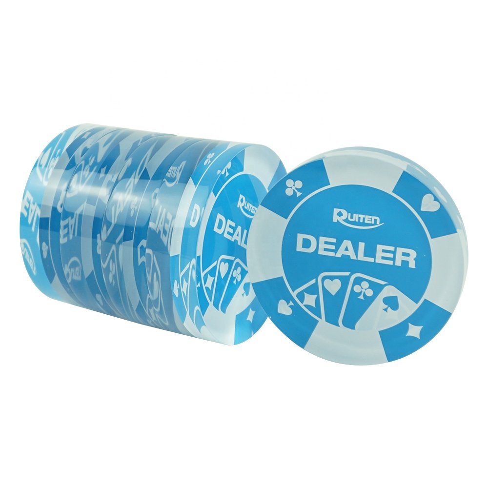 RTS 1pc Acrylic 70mm Diameter 20mm thickness Transparent Poker Chips Dealer for casino accessory
