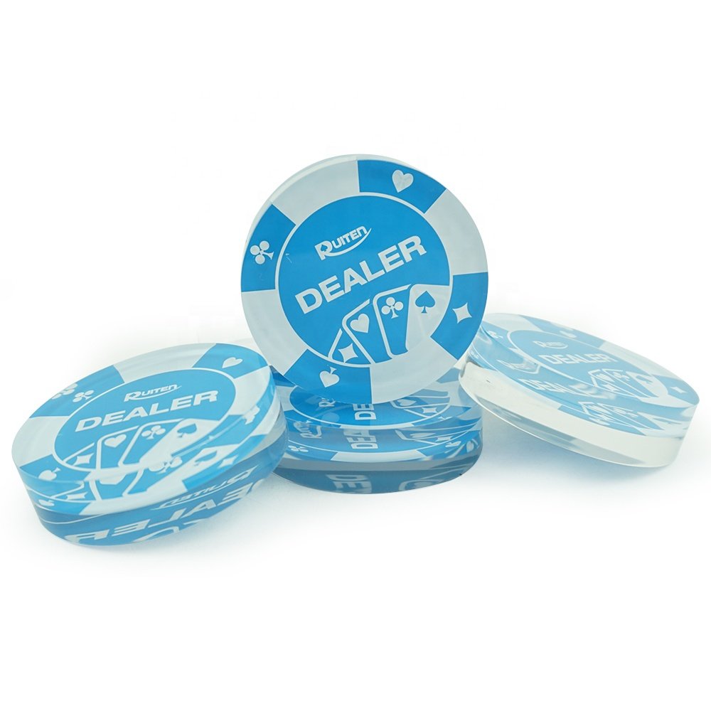 RTS 1pc Acrylic 70mm Diameter 20mm thickness Transparent Poker Chips Dealer for casino accessory