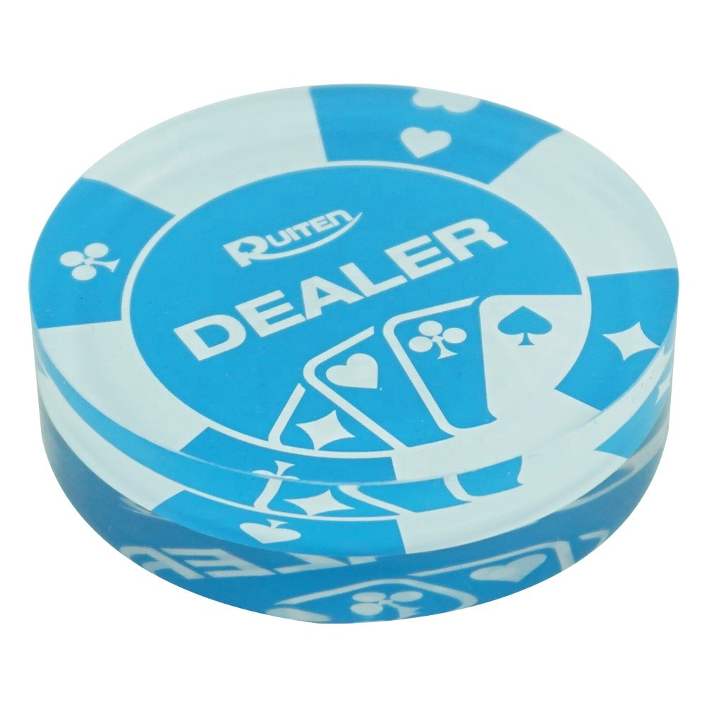 RTS 1pc Acrylic 70mm Diameter 20mm thickness Transparent Poker Chips Dealer for casino accessory