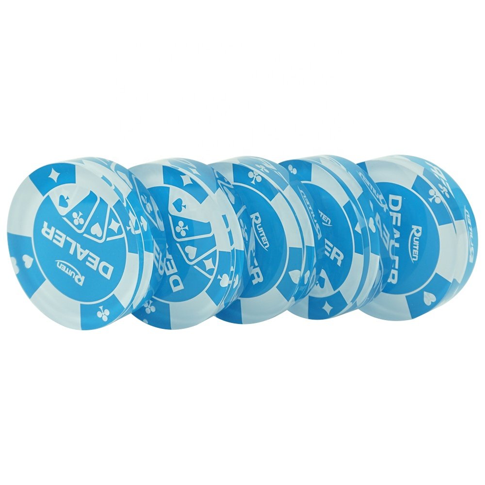 RTS 1pc Acrylic 70mm Diameter 20mm thickness Transparent Poker Chips Dealer for casino accessory