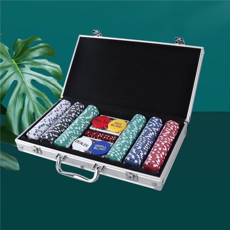 Professional 300 Chips Poker Set with Case, Complete Poker Playing Game Sets with Casino Style Chips, Cards, Dice