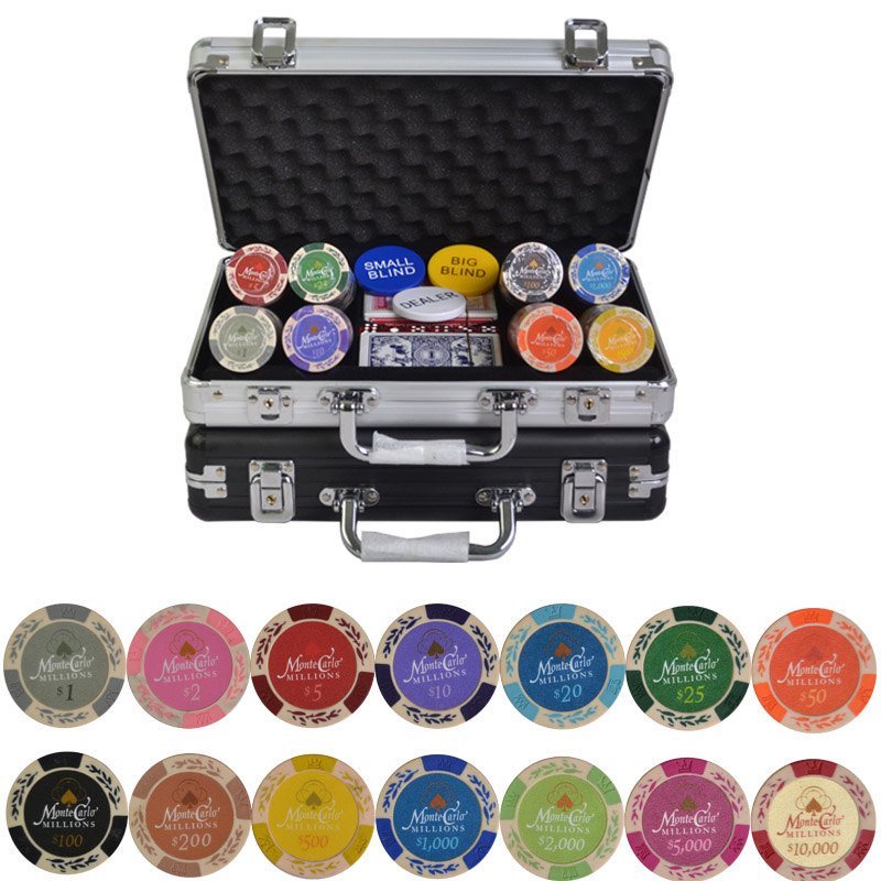 200pcs/set Texas Hold'em Chips with Aluminum case Colorful Clay Chips 14g Casino Poker Chips Sets