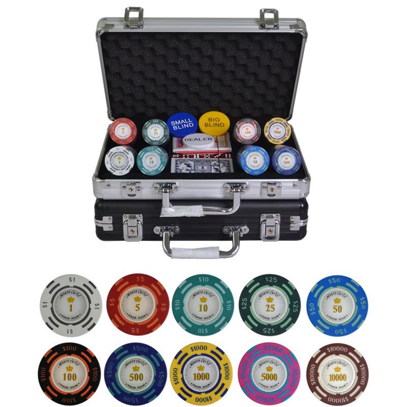 200pcs/set Texas Hold'em Chips with Aluminum case Colorful Clay Chips 14g Casino Poker Chips Sets