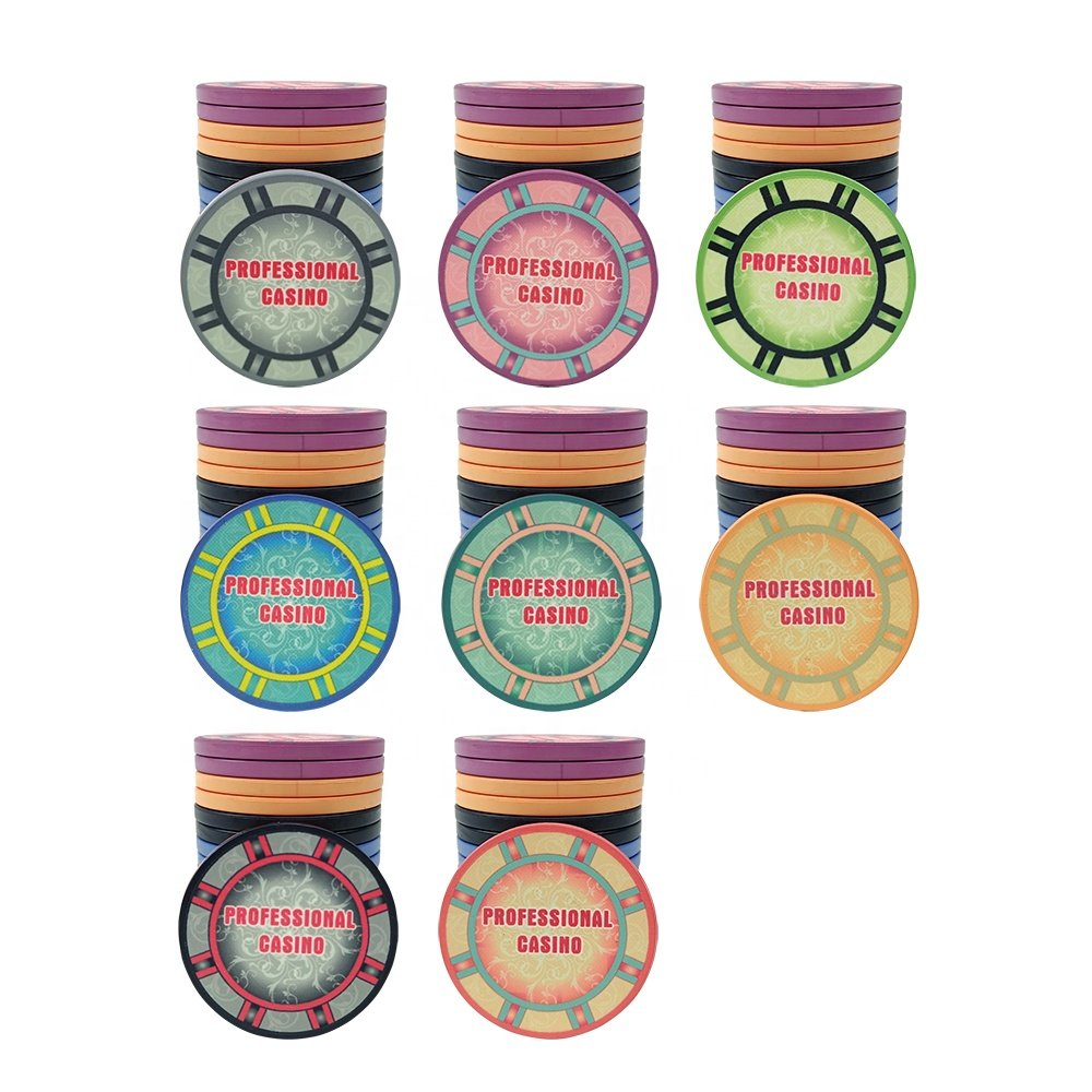Customized 12g ceramic poker chips 43mm keramik with denominations casino grade double sided can print different logo design