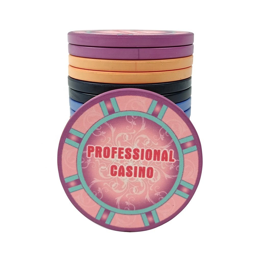 Customized 12g ceramic poker chips 43mm keramik with denominations casino grade double sided can print different logo design