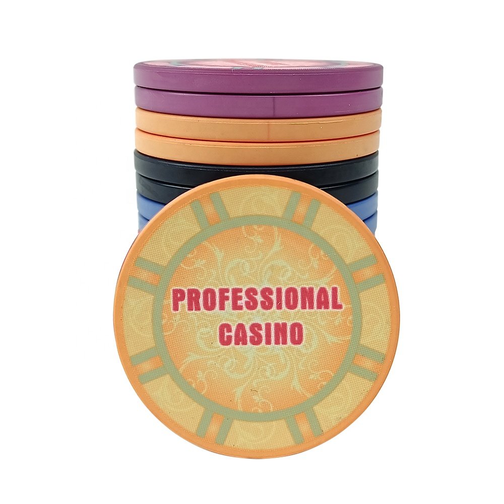 Customized 12g ceramic poker chips 43mm keramik with denominations casino grade double sided can print different logo design