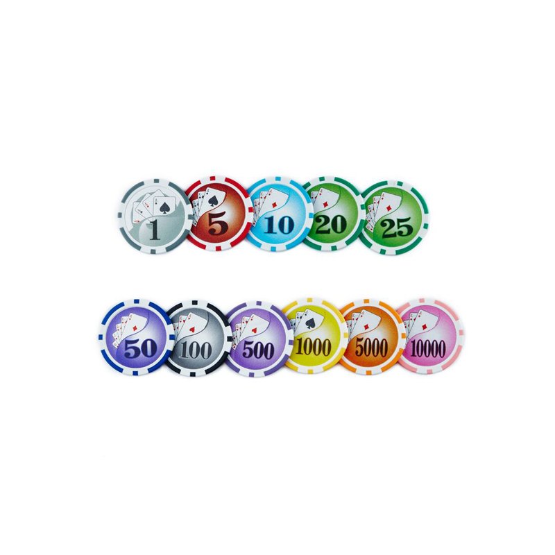 Factory supply ABS Plastic 40mm quality 14g clay Casino Gambling Custom logo Printed Poker Chips
