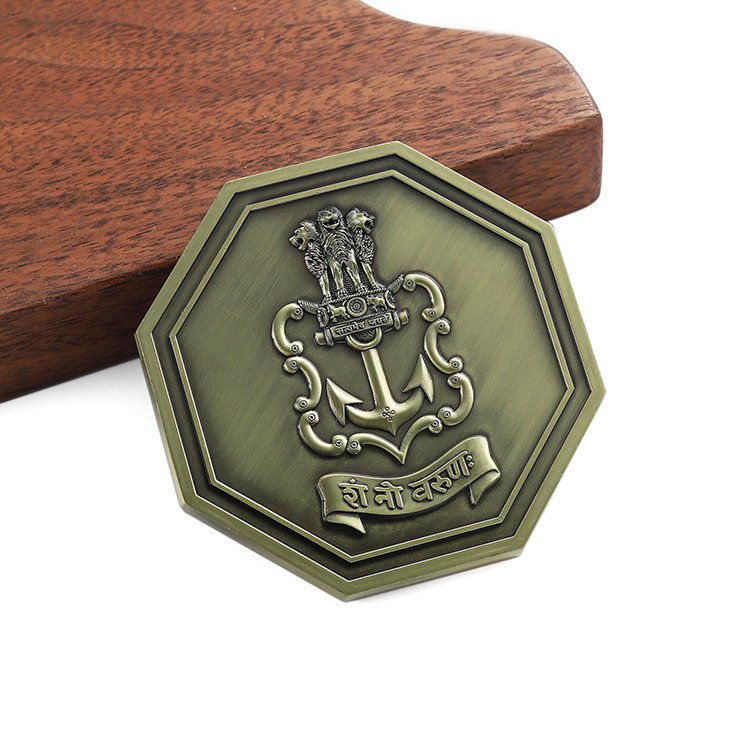 custom 3d embossed boat octagon commemorative bronze old coin