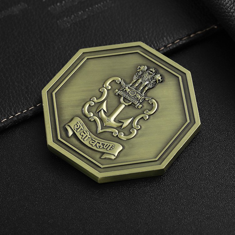custom 3d embossed boat octagon commemorative bronze old coin