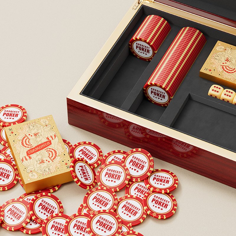 2024 New Style Chips Set Poker Packaging Gift Box Luxury Wood Case Gift Chips Storage Set New Year Gift Box