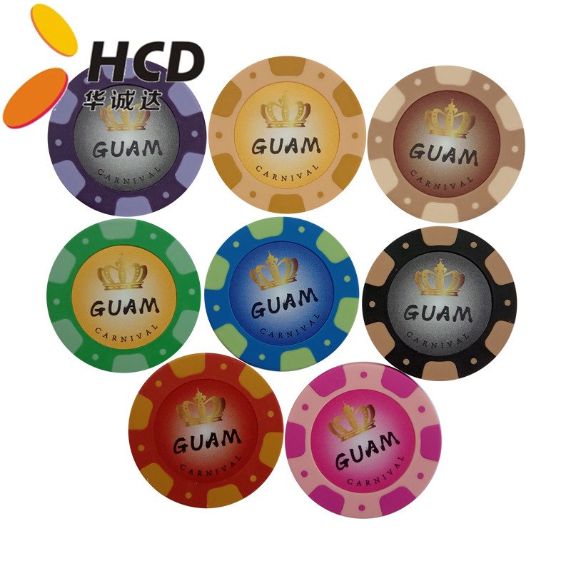 Pokerchips Factory Direct Sales Custom Logo Blank ABS Poker Chips Jetton with Blue Printing Sticker