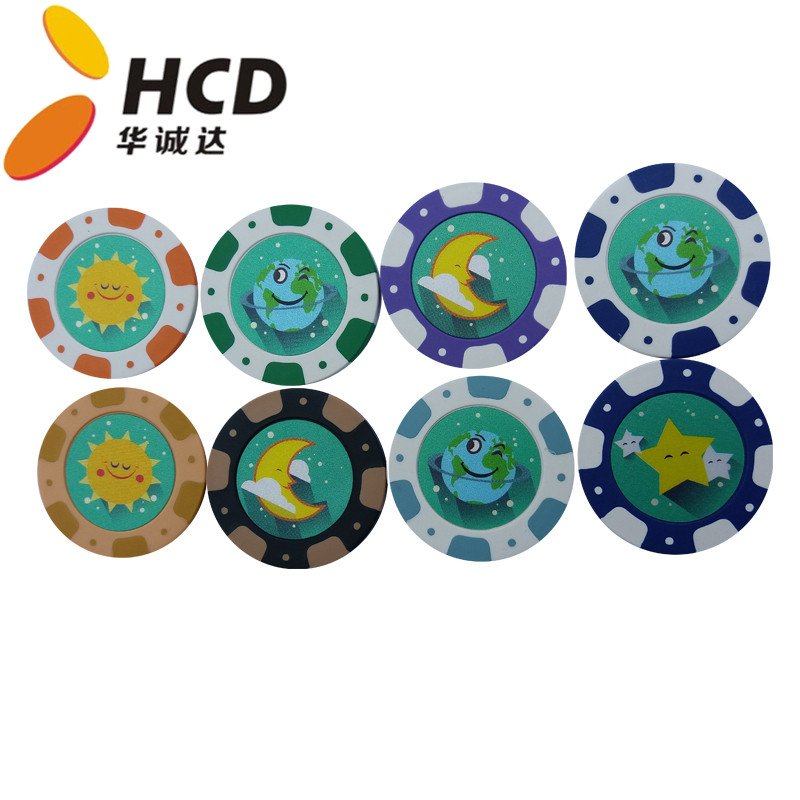 Pokerchips Factory Direct Sales Custom Logo Blank ABS Poker Chips Jetton with Blue Printing Sticker
