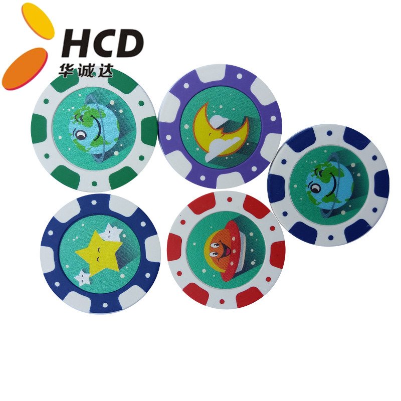 Pokerchips Factory Direct Sales Custom Logo Blank ABS Poker Chips Jetton with Blue Printing Sticker