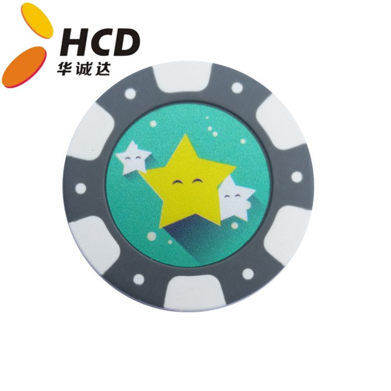 Pokerchips Factory Direct Sales Custom Logo Blank ABS Poker Chips Jetton with Blue Printing Sticker