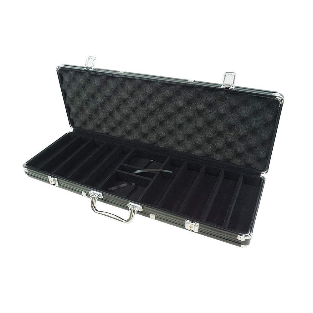 Factory 500 pcs Black Portable Aluminum Box luxury Ceramic poker Chip Set Custom Chip Design Casino Token Set for