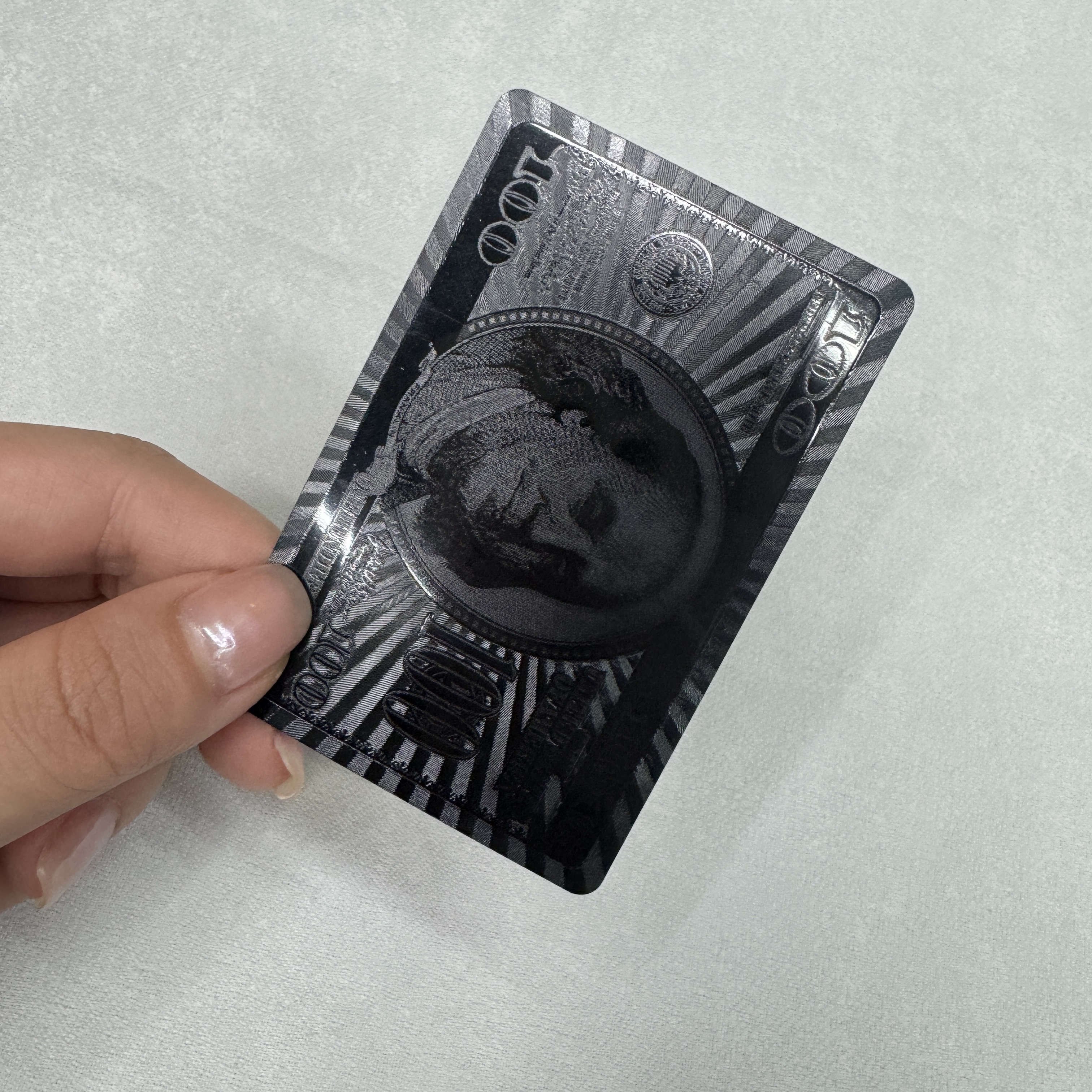 Professional Supplier Black foil plated pattern Texas Hold'em Frosted portrait stars poker cards card mold poker chips
