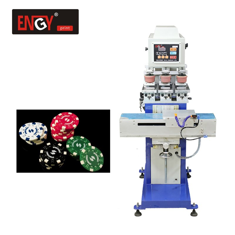 High quality tampografia Semi-automatic 3 color poker chips printing machine used