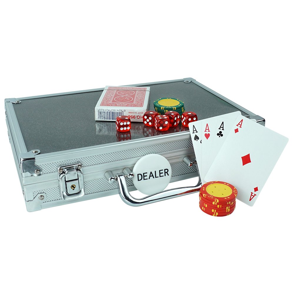 Professional 200 Pcs Poker Chips Set Sliver Aluminum Case Clay Poker Chips Set For Gambling Casino Entertainment game