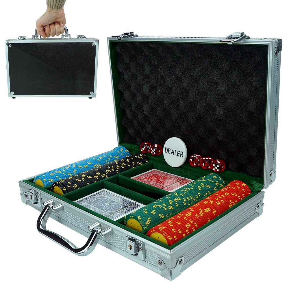 Professional 200 Pcs Poker Chips Set Sliver Aluminum Case Clay Poker Chips Set For Gambling Casino Entertainment game