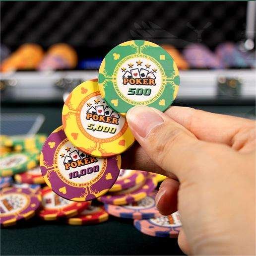 YH 10 Gram Premium Ceramic Poker Chips Poker Set - 300 Chips - Aluminum Case - Poker Casino Chip UV