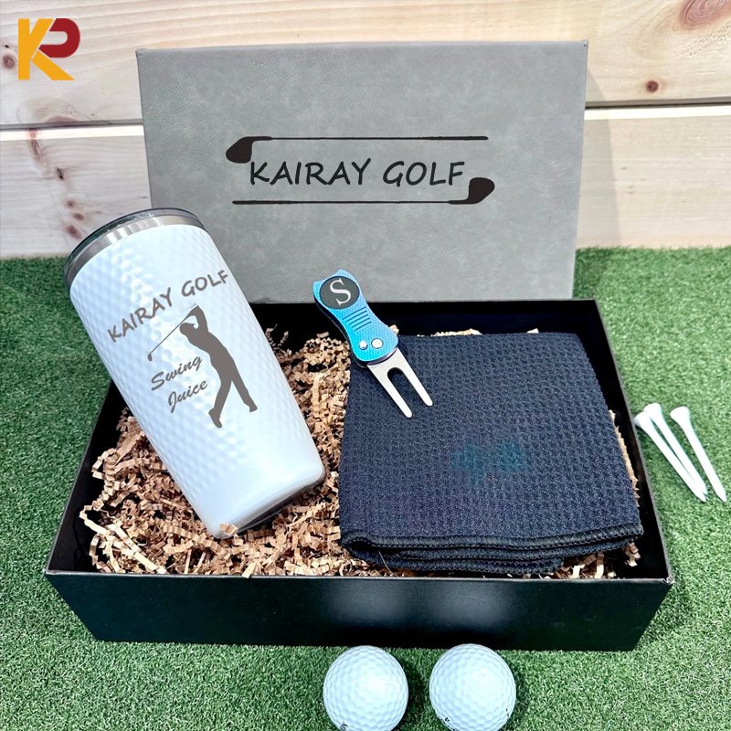 Custom Logo White Black Box Golf Gift Ball Marker Hat Clips Repair Divot Tool Golf Theme Gifts