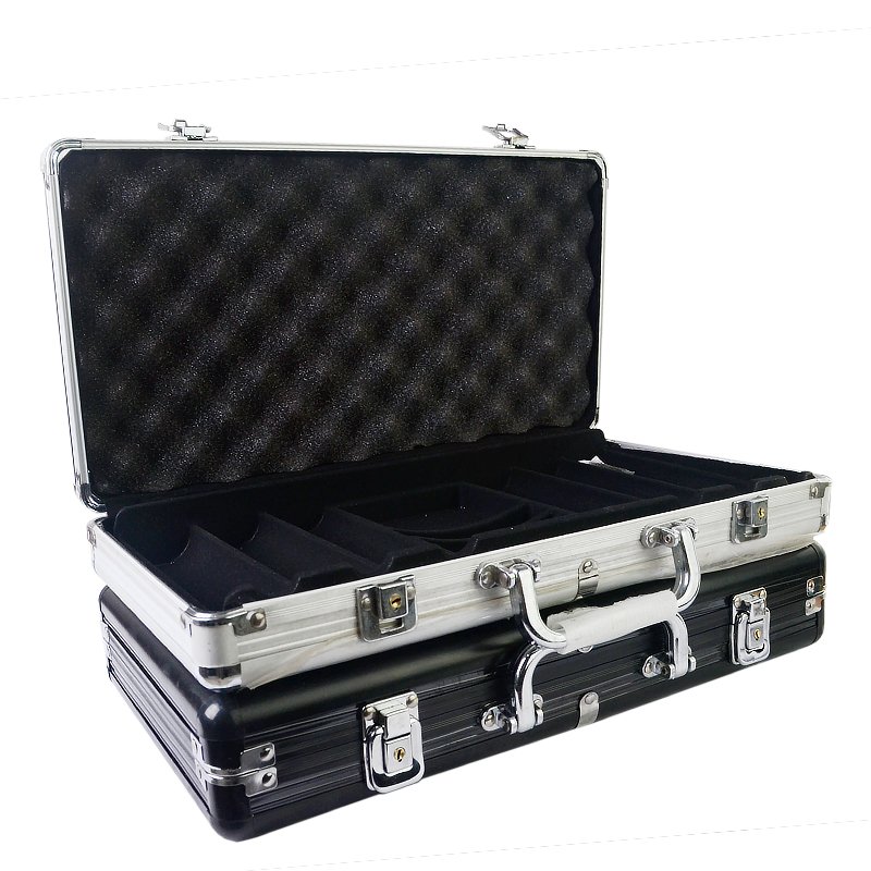 Hot Sale 100-500 pcs Clay Aluminum Suitcase Baccarat Black Jack Metal Coins Sets + Metal Box Monte Carlo Poker Chip Set