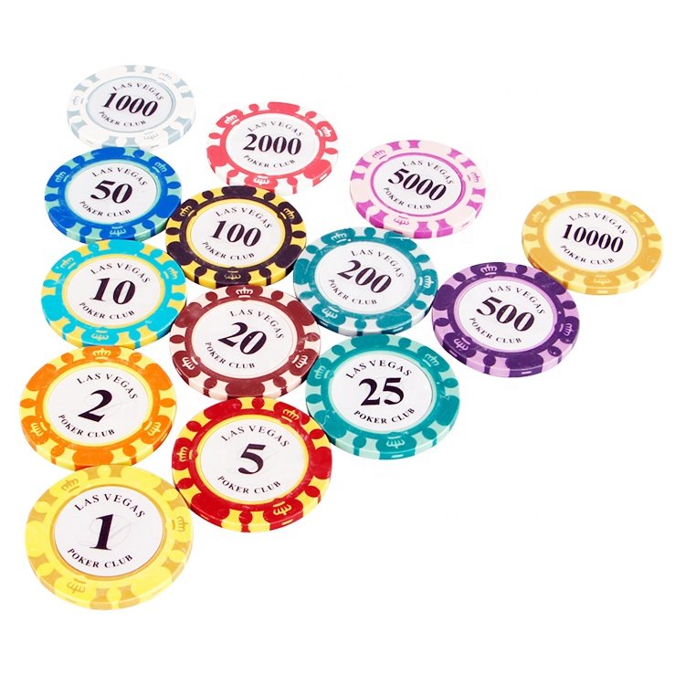 Custom High Quality Premium 40MM 14G Clay Poker Chips With Value Stickers