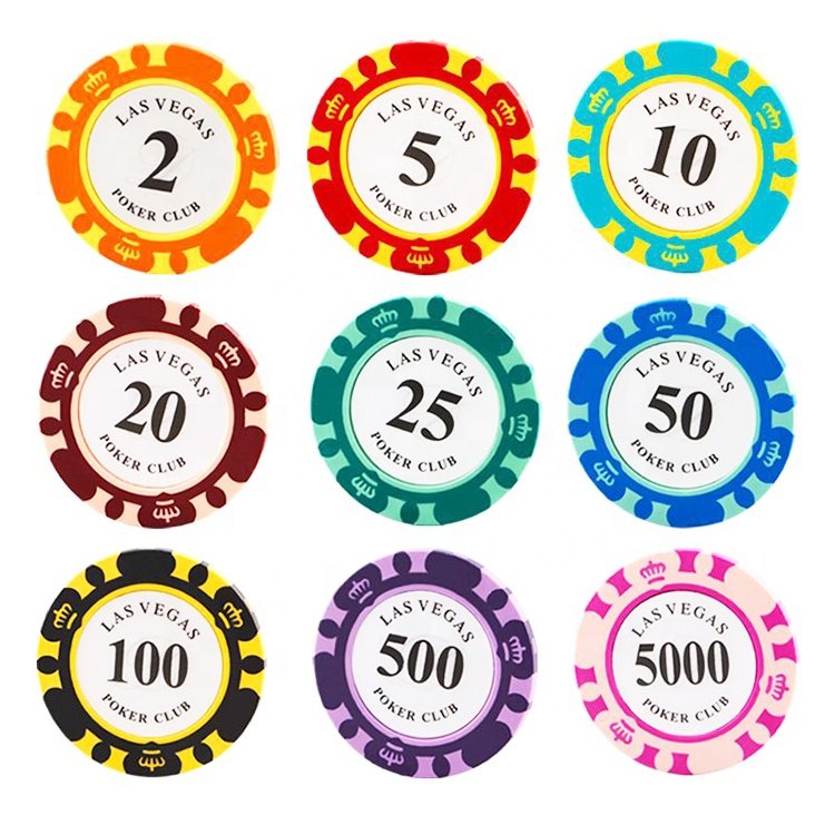 Custom High Quality Premium 40MM 14G Clay Poker Chips With Value Stickers