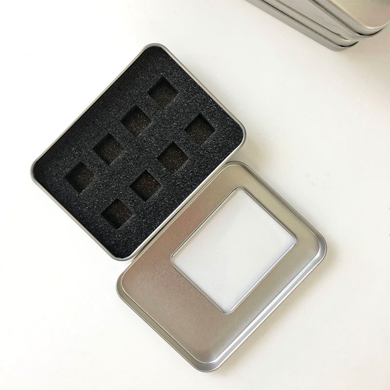 Poker Card Tobacco In Stock Open Window Metal Tin Boxes With Sponge Tray Storage Box,Vintage Metal Case For USB Drive