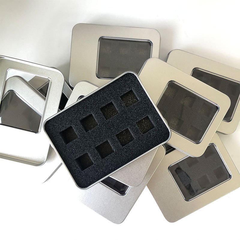 Poker Card Tobacco In Stock Open Window Metal Tin Boxes With Sponge Tray Storage Box,Vintage Metal Case For USB Drive