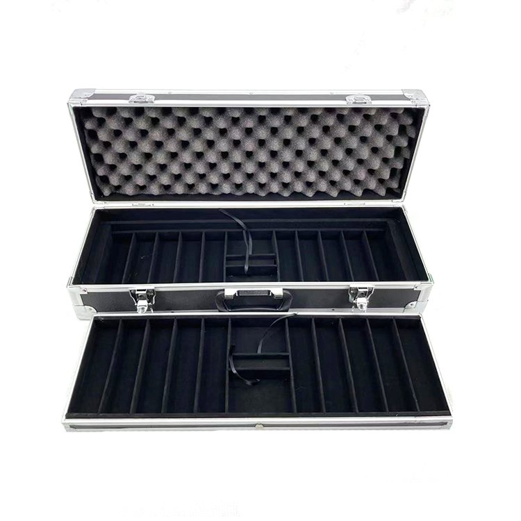 Luxury Double Layer Poker Chip Carry Box Aluminium Poker Chip Set Box