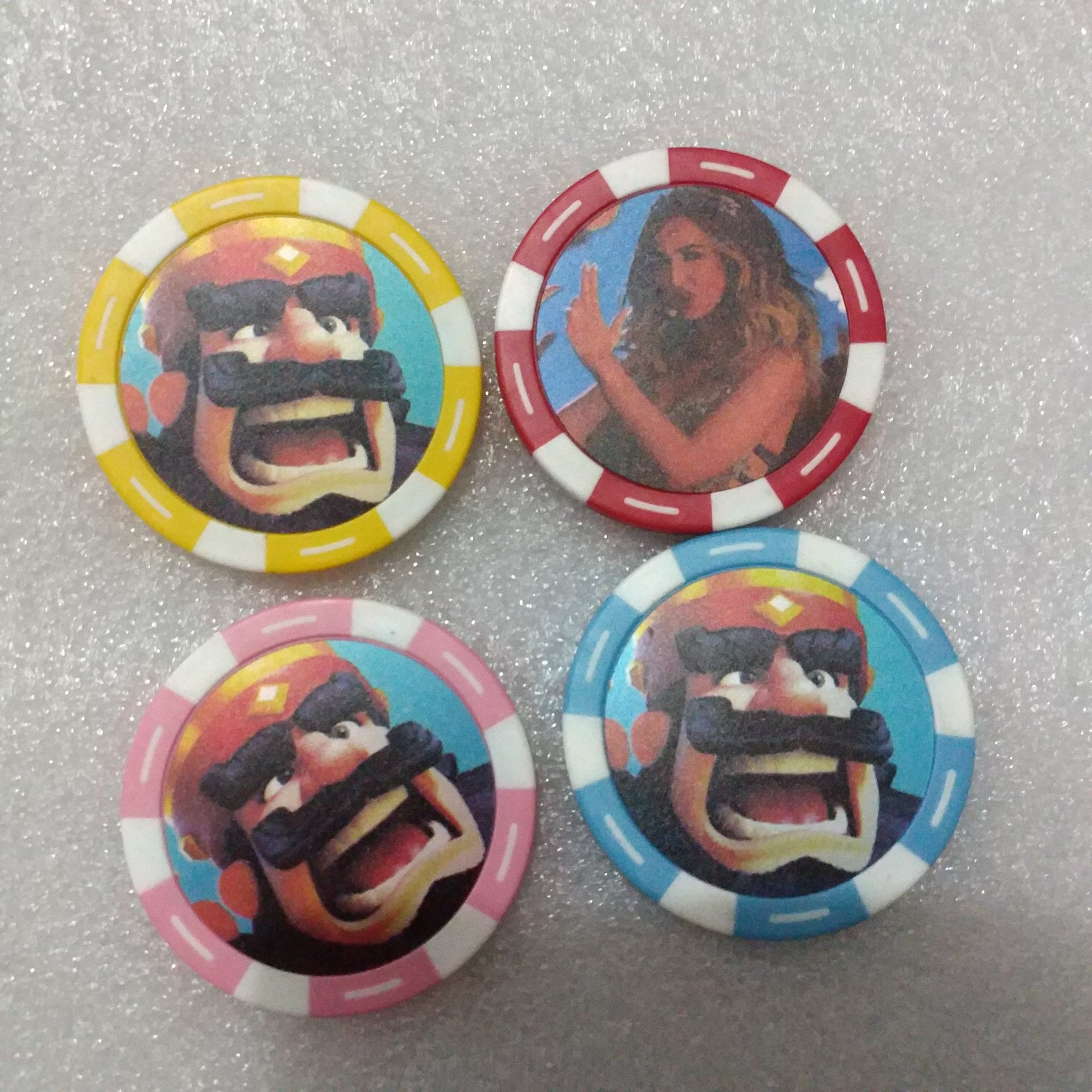 Two tone 11.5G ABS classical Game tokens jetons poker chips with stickers inlay
