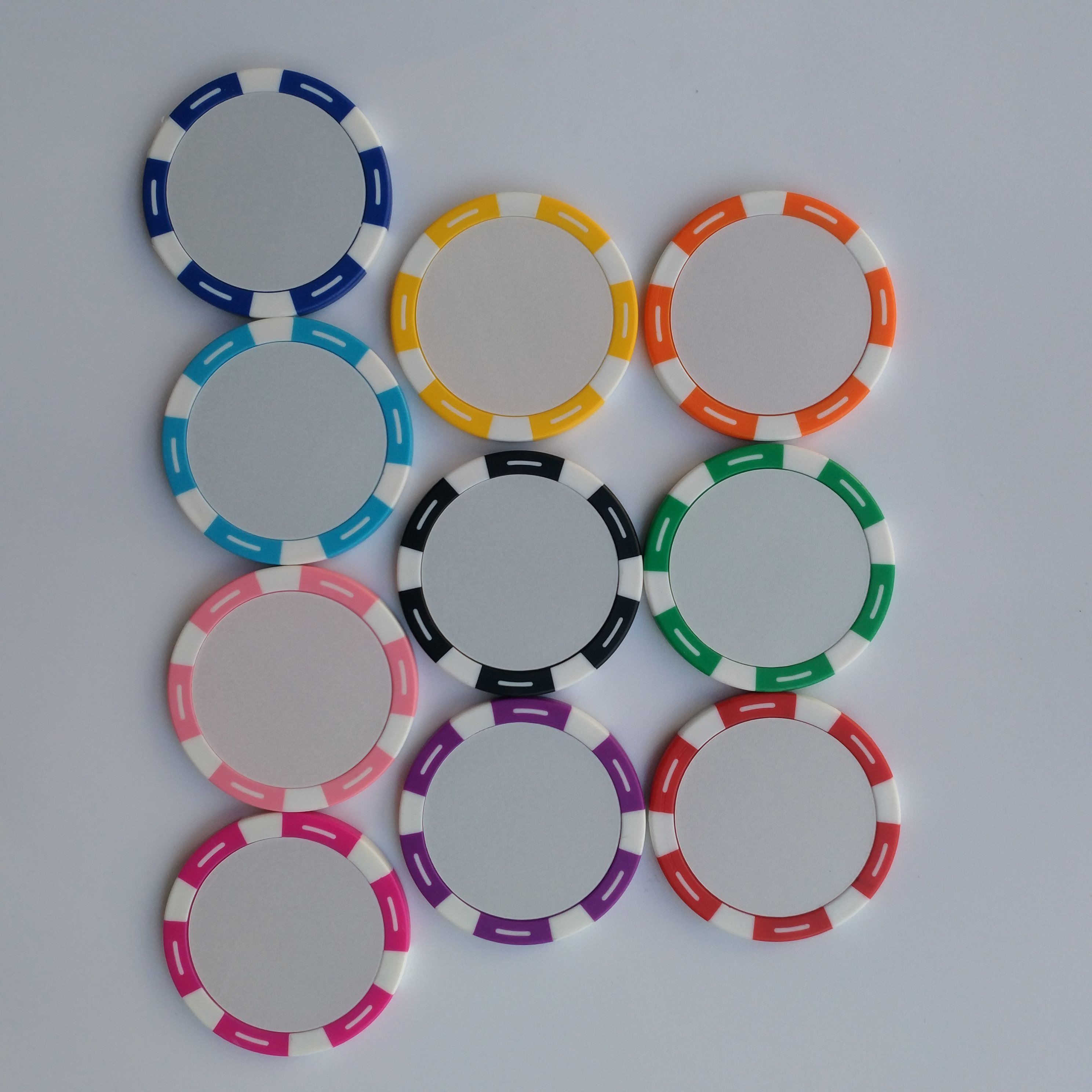 Two tone 11.5G ABS classical Game tokens jetons poker chips with stickers inlay