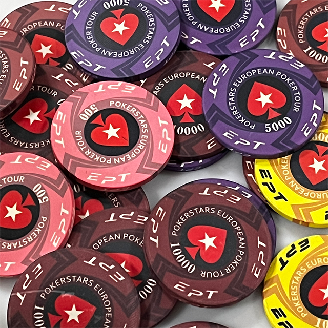 Free sample design custom printed logo 10g 39mm EPT/WPT casino token ceramic poker chip