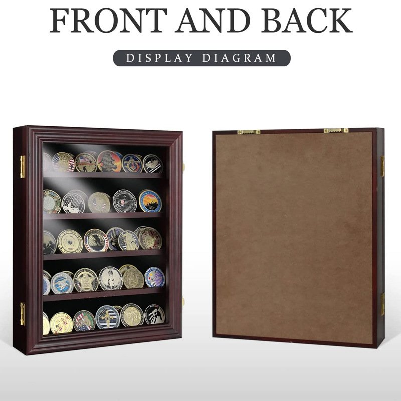SEARUN custom Coin Display Case Cabinet-6/7 layers military challenge coins display case Military wooden Shadow Box Removable