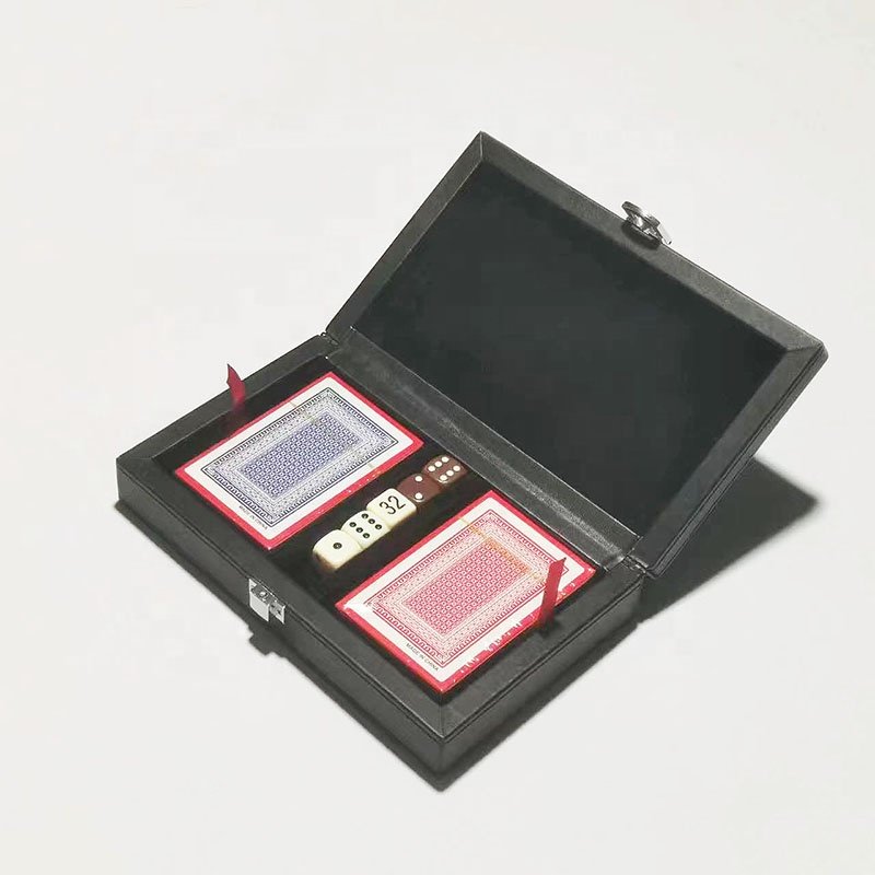 Deluxe leather poker chip set with custom leatherette case luxury leather poker set