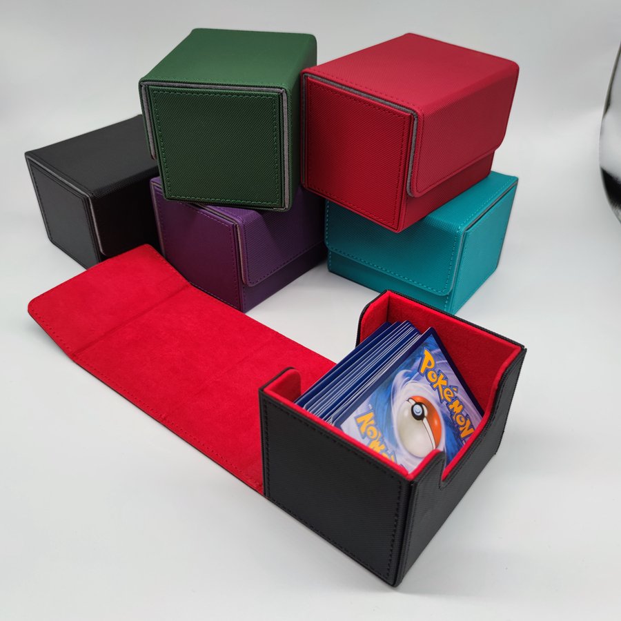 Deck Box for Trading Cards, , Leather Magnetic Card Storage Box Fits for TCG CCG MTG Deck Box Holds 100 Single Sleeved Cards
