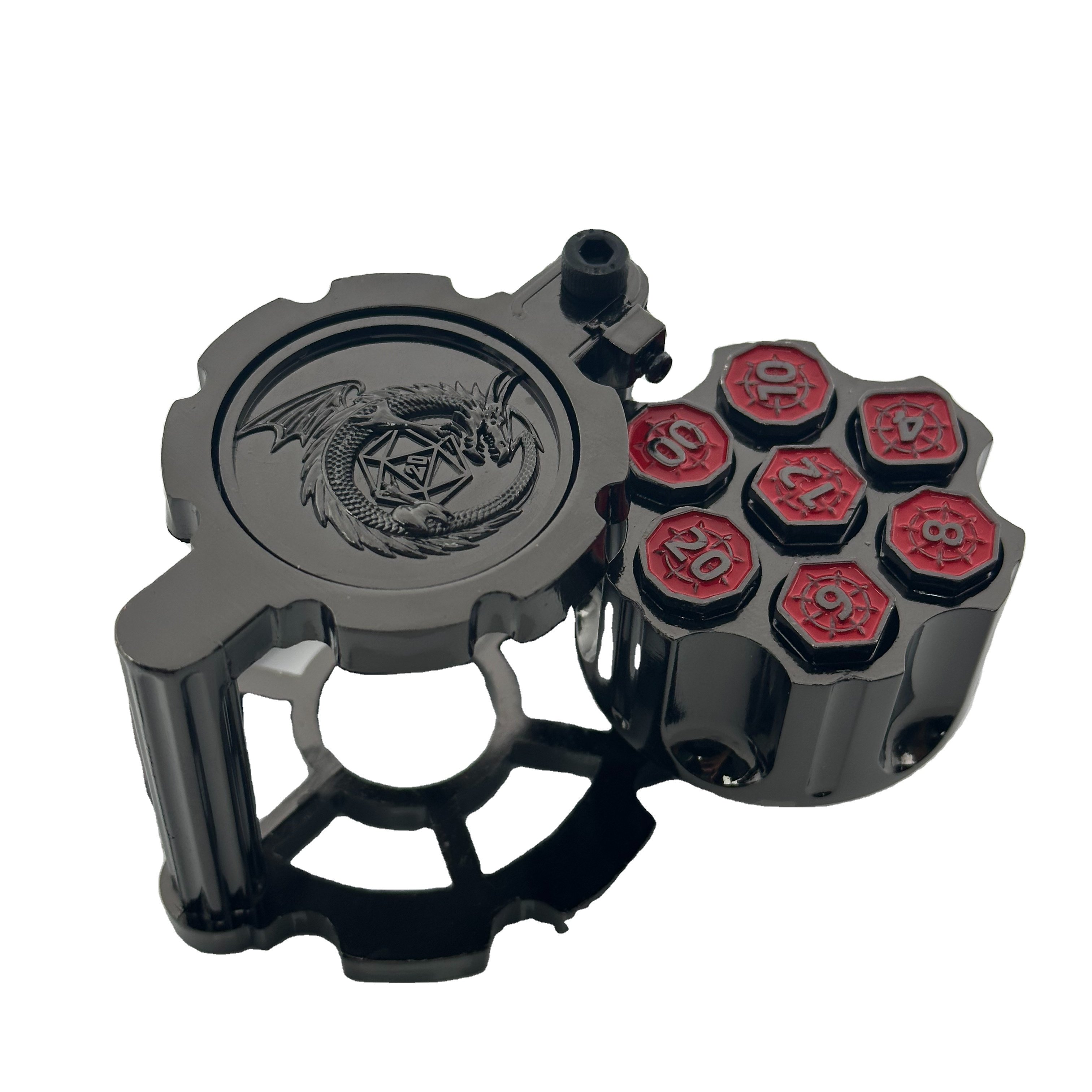 Stunning New Revolver Bullet Dice Precious Metal Dnd Game Dice Set.