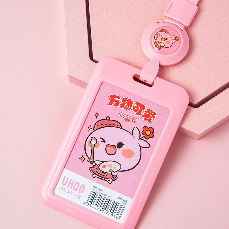 ID Card Holder with badge reel lanyard and safety buckle for student id card holders