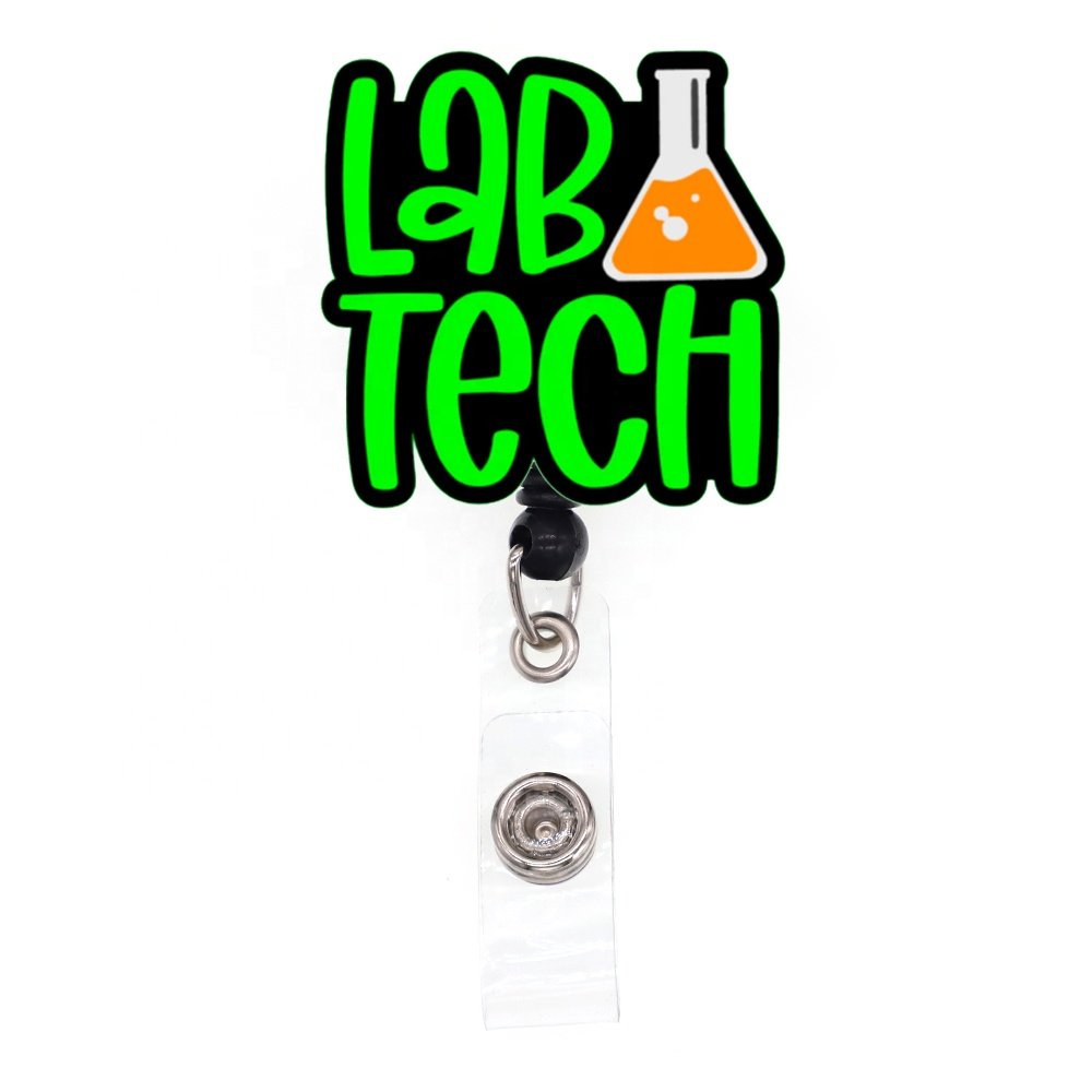 Customized Acrylic Badge Reel For Nurse Accessories Tech Series LAB X-ray Pharmacy Badge Holder With Clip