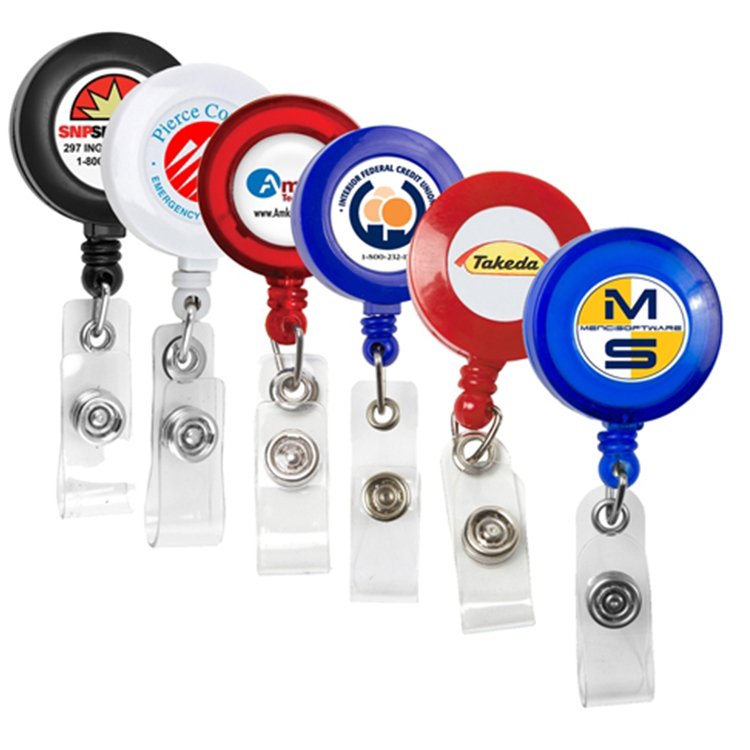 Custom Logo Retractable ID Badge Clip Reel Heavy Duty Steel Wire Mountaineering Buckle Key chain with Card Clip Metal Keychain