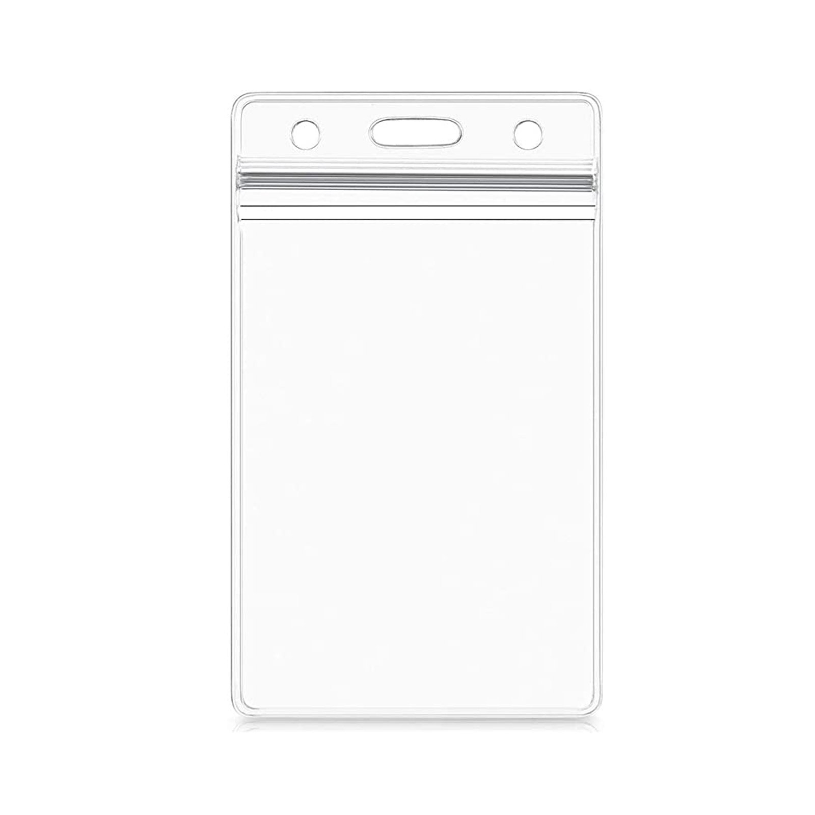 Soft PVC Plastic Vertical ID Card Name Tag Badge Holder with Waterproof Type Resealable Zip