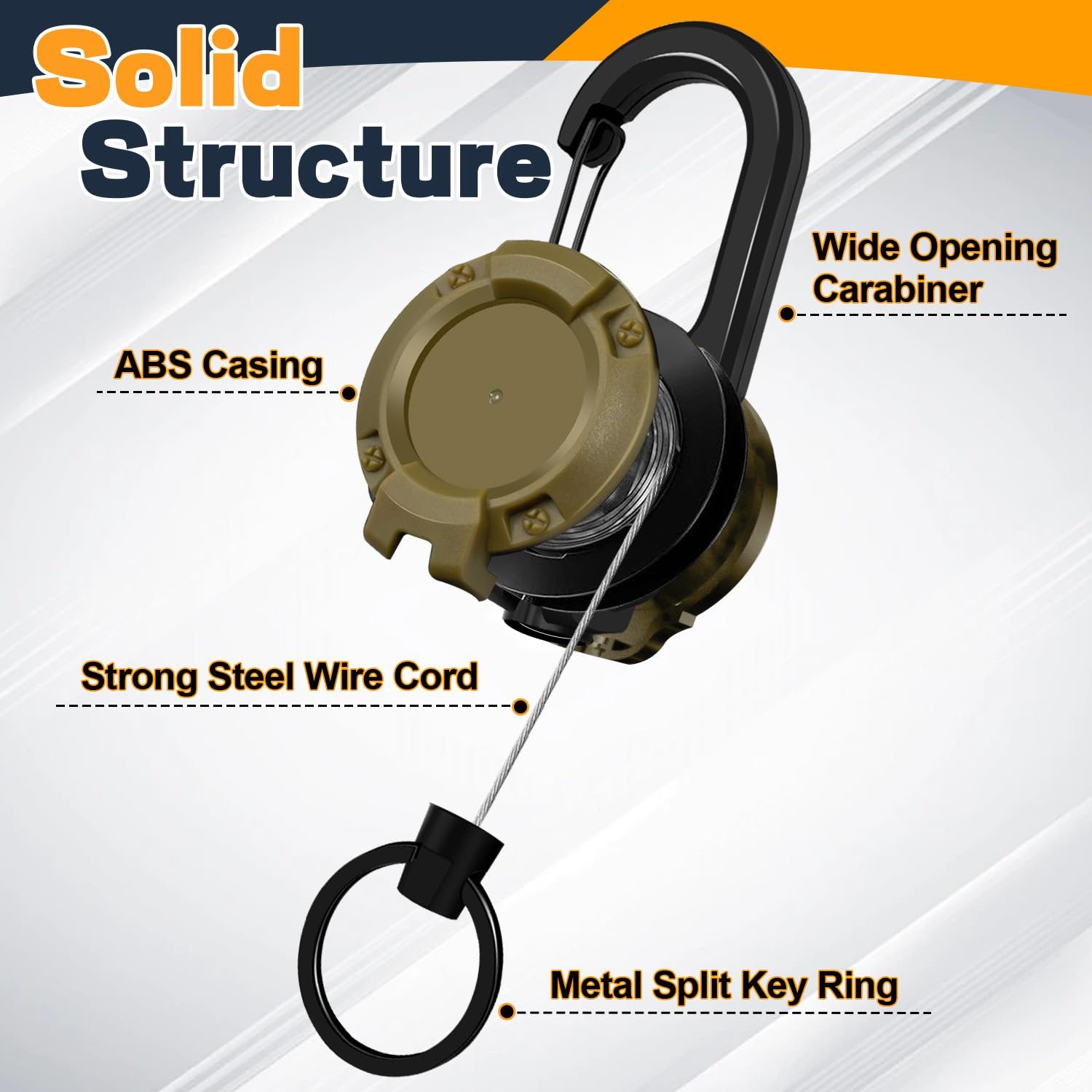 Heavy Duty Retractable Keychain Retractable ID Badge Holder Reel Tactical ID Badge Reel Key Ring Outdoor
