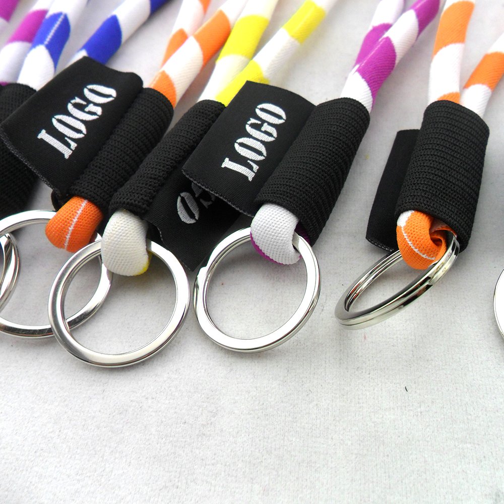 Custom promotional factory cheap price nylon lanyard custom colorful round neck lanyard designer lanyard key chain bulk