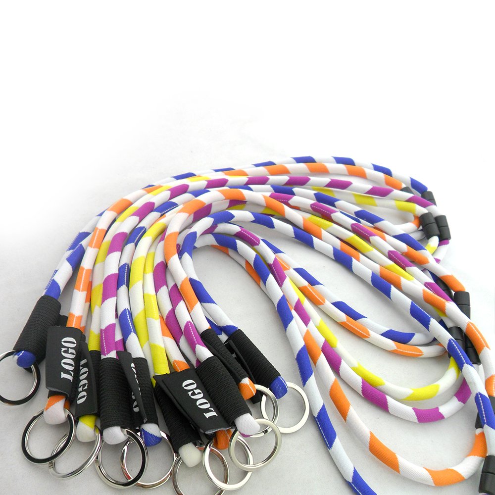 Custom promotional factory cheap price nylon lanyard custom colorful round neck lanyard designer lanyard key chain bulk