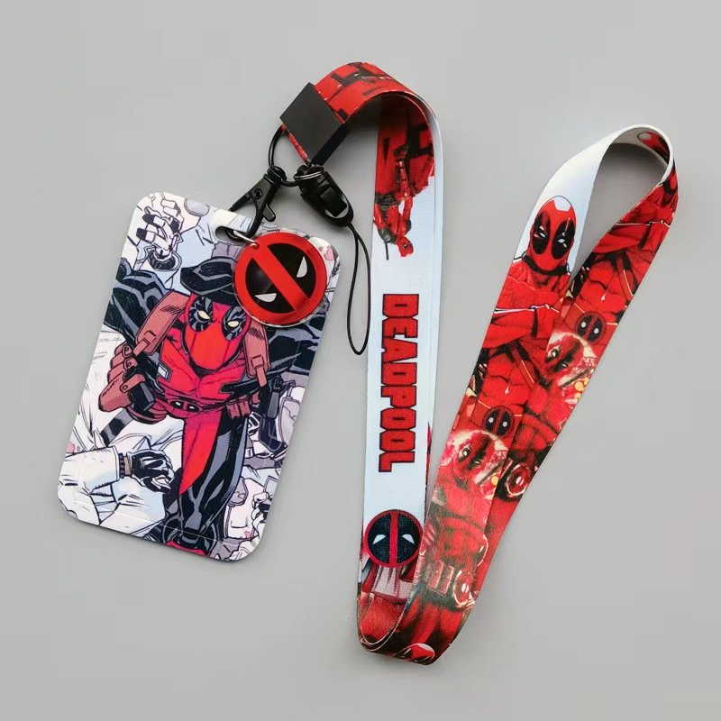 6 design Cartoon deadpool Design ID Card Holders Badge Card Cover With Anti Lost Dead Pools Lanyard Card Holder